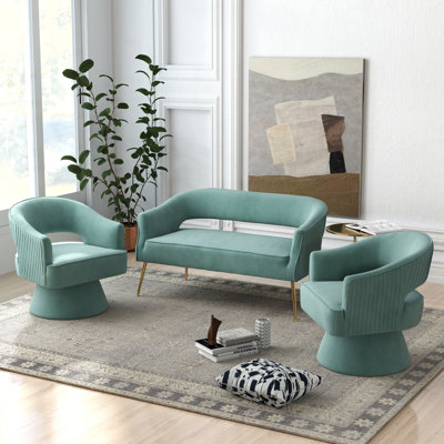 Chynna 3 - Piece Velvet Living Room Set by Everly Quinn