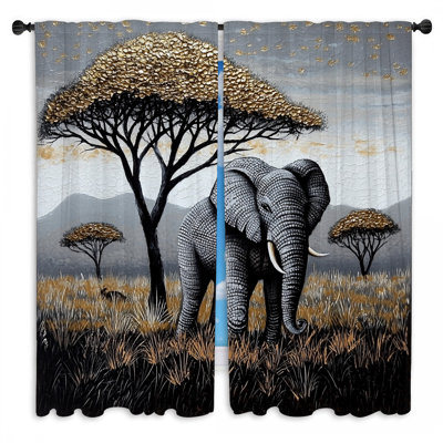 Rideaux de fenêtre Elephant Scene