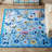 Nature Voja Floral Non-Slip Machine Washable Colorful Modern Area Rug in Blue for Living Room, Bedroom, Hallway Runner, Entryway Rugs-1278064424