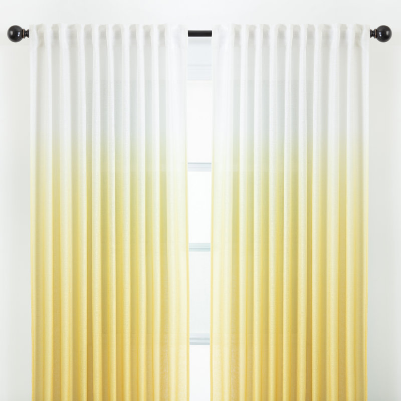 Rideaux semi-transparents avec passe-tringle Carolie, L 52 po x L 63 po, Jaune