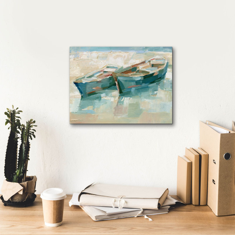«Mosaic Beached Boats 1» par Ethan Harper, art mural sur toile, H 12 po x l 16 po
