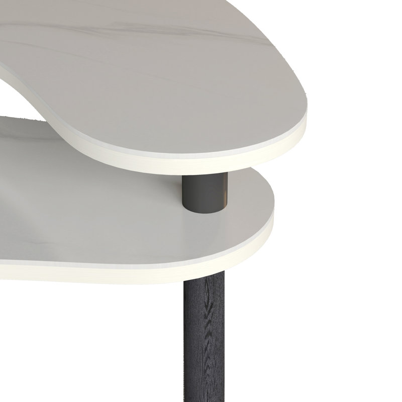 Tables basses gigognes rotatives 2 pièces Crescent, 19.7" H x 21.7" W x 47.2" D, White / Black