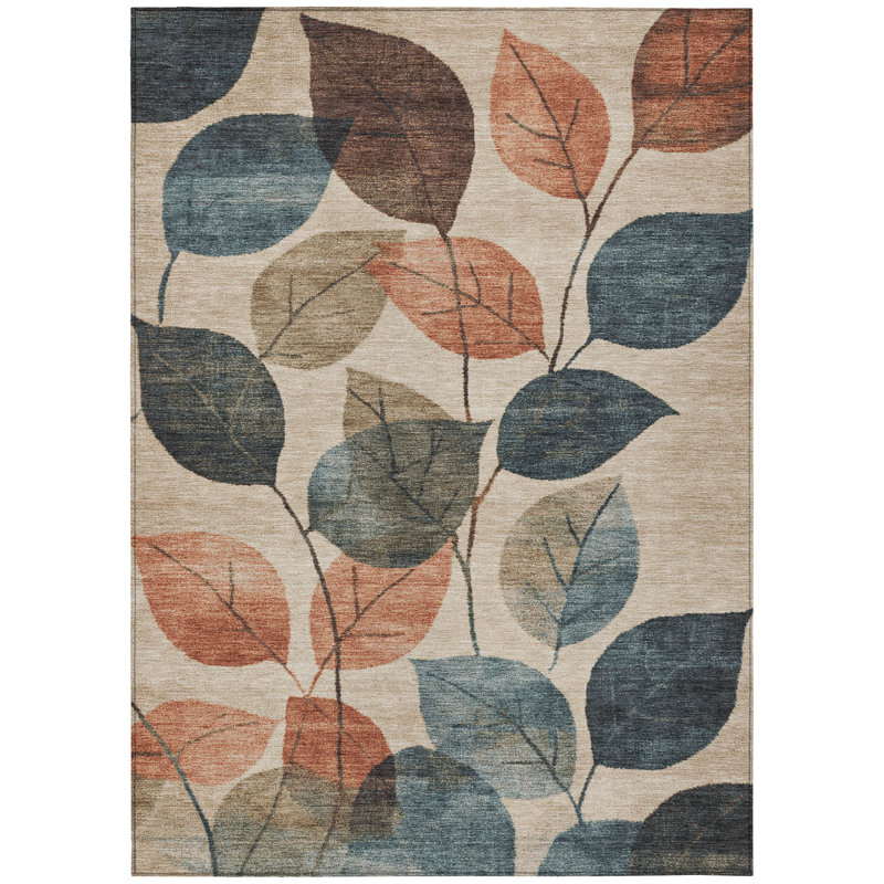 Machine Washable Indoor/Outdoor Xhevrie Beige Rug, Rectangle 5' x 7'6"