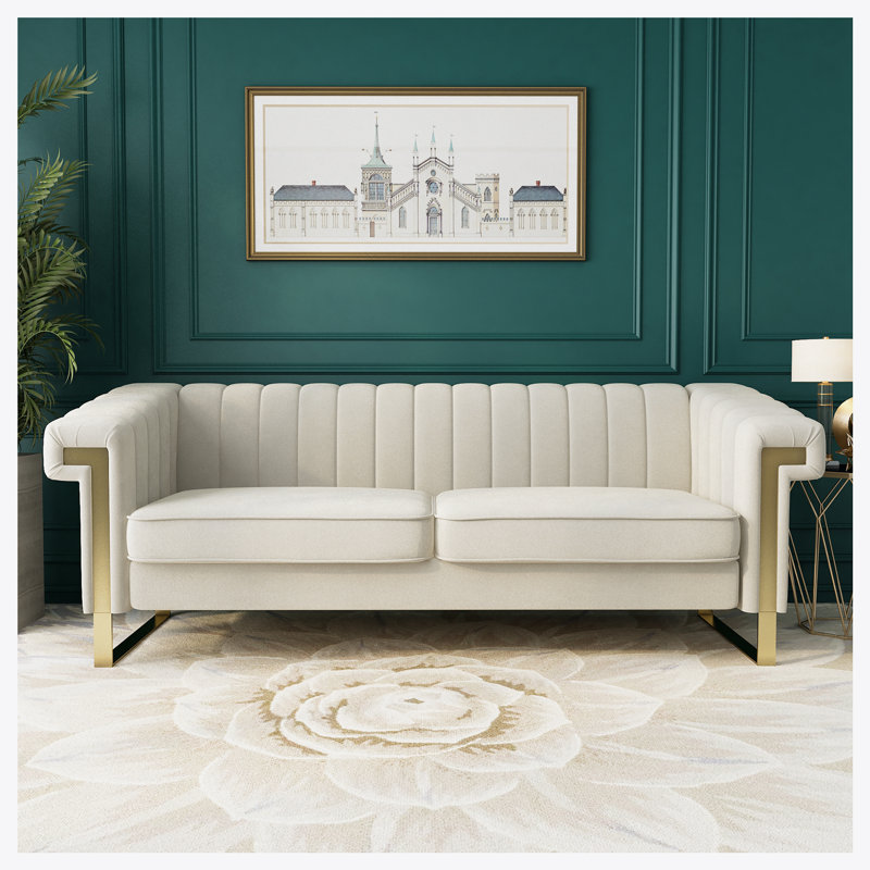 Bexhill Velvet Sofa, Velvet Sofa, Modern Sofa, Accent Sofa, Cream White