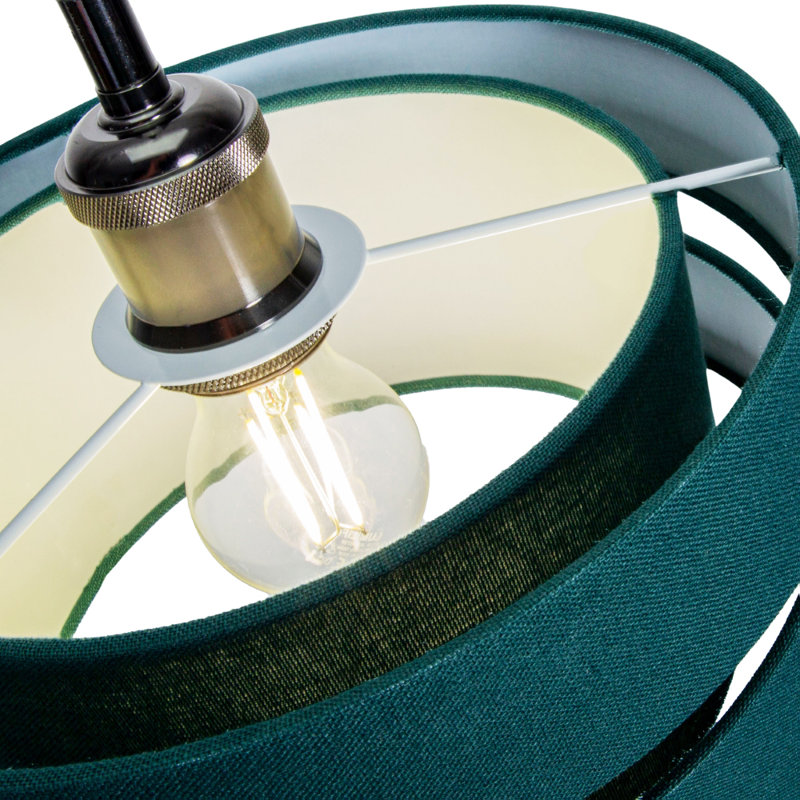 Contemporary Quality Linen Fabric Triple Tier Ceiling Pendant Light Shade, Green, 13cm H x 26cm W x 26cm D