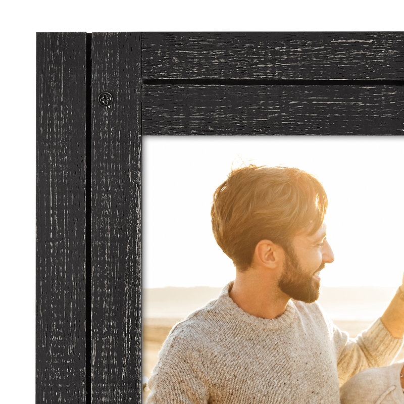 Cadre photo Americanflat rustique - poli, verre transparent, Charcoal Black, 9" x 12"