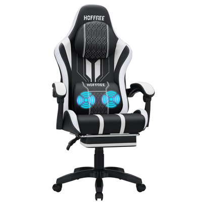 Hoffree Big and Tall Gamer Chair Ergonomic Gaming Chair with Extra Wide Massage Lumbar Pillow