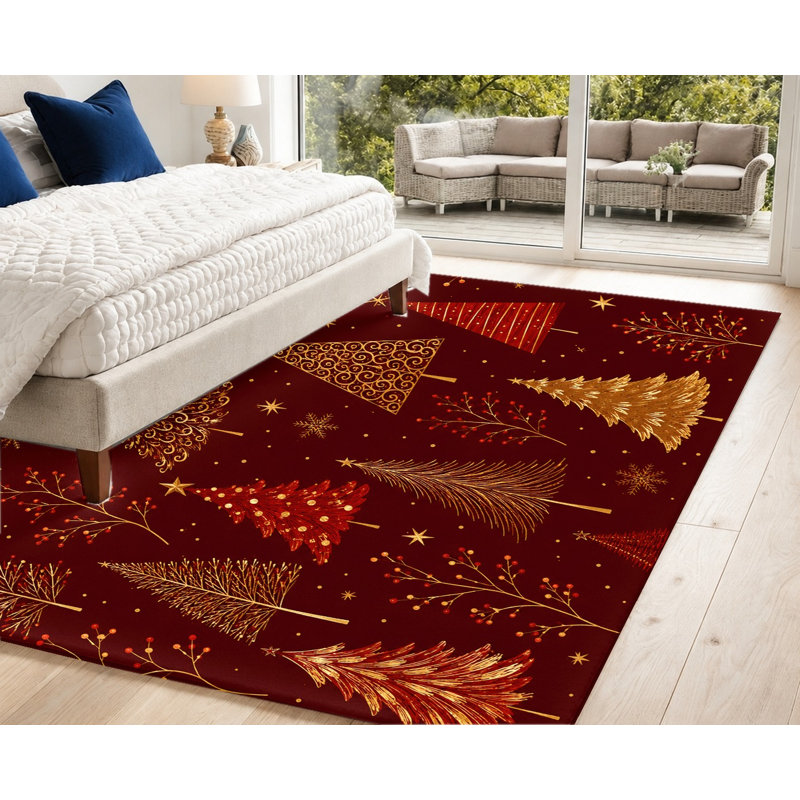 Tapis lavable à la machine avec envers antidérapant Christmas Tree, Rectangle 6 pi 7 po x 4 pi 7 po (200 x 140 cm)