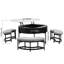 Modern Round Lift-Top Coffee Table With Storage & 3 Ottoman White & Black-646560720-646560735