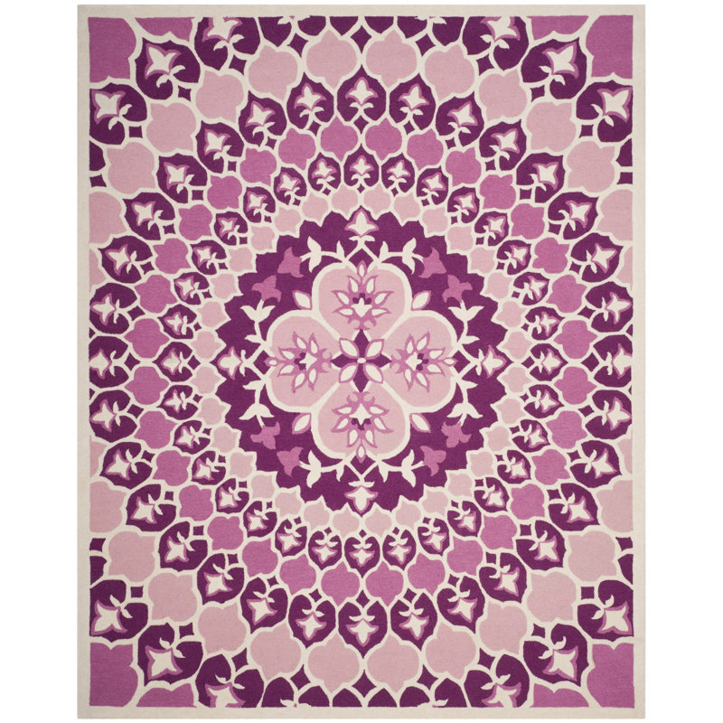 Tapis floral en laine touffeté à la main Miu, Rectangle 5 pi x 8 pi