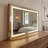 43"W Rectangle LED Lighting Solid Wood Mirror With Power Socket