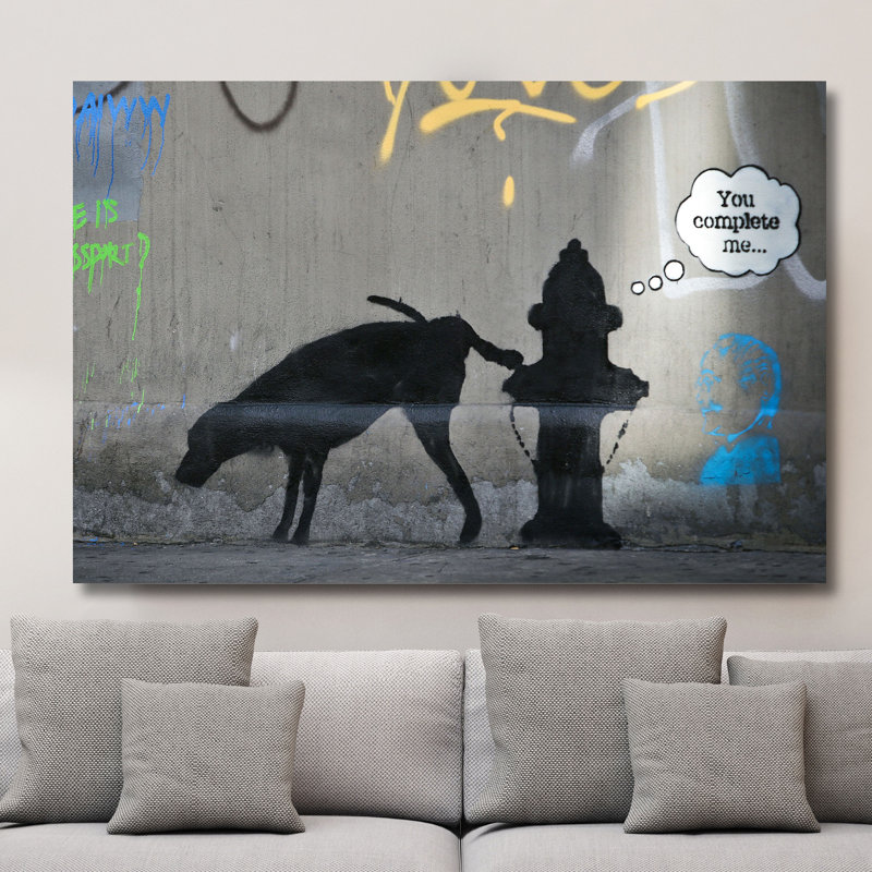 « you completing me » par banky, impression sur toile tendue, H 12 po x l 18 po x P 1,5 po
