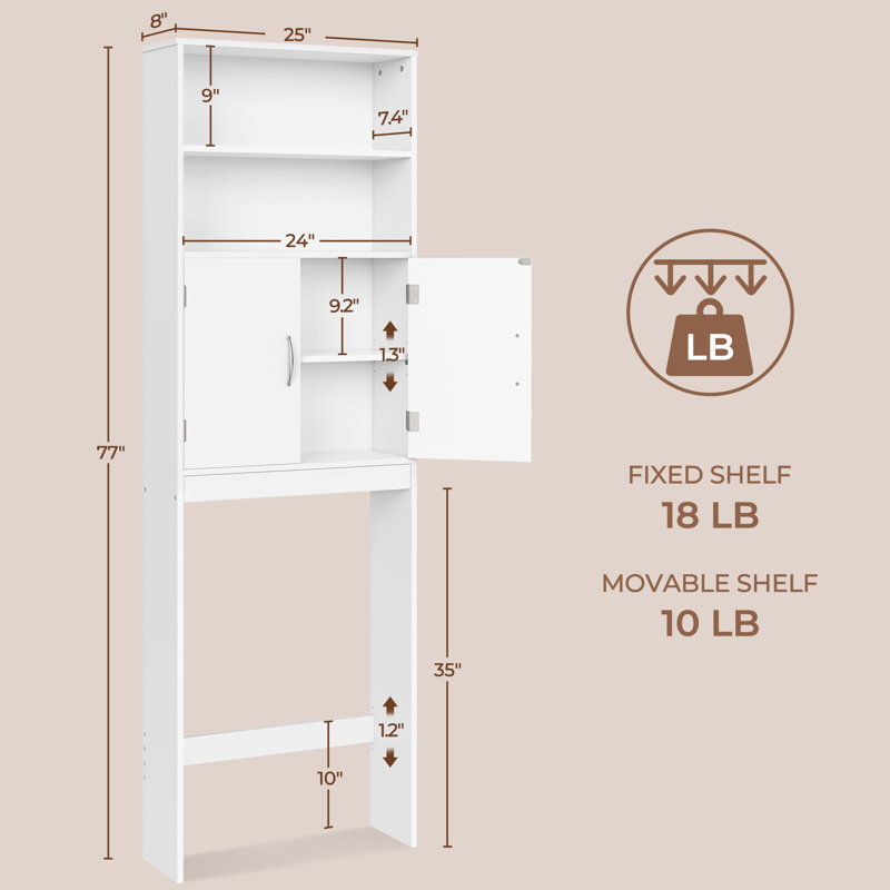 Armoire de rangement autoportante au-dessus de la toilette H 77 "Keedyn, Blanc