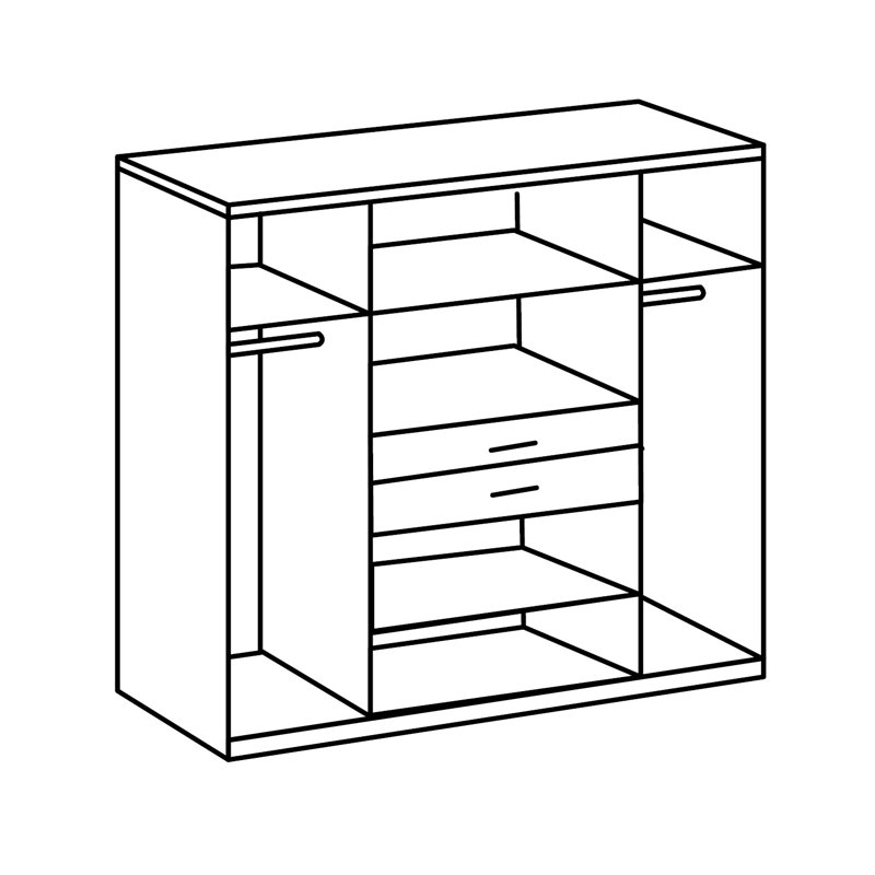 Amandus 6 Door Solid Wood Wardrobe, White/Carbon Oak