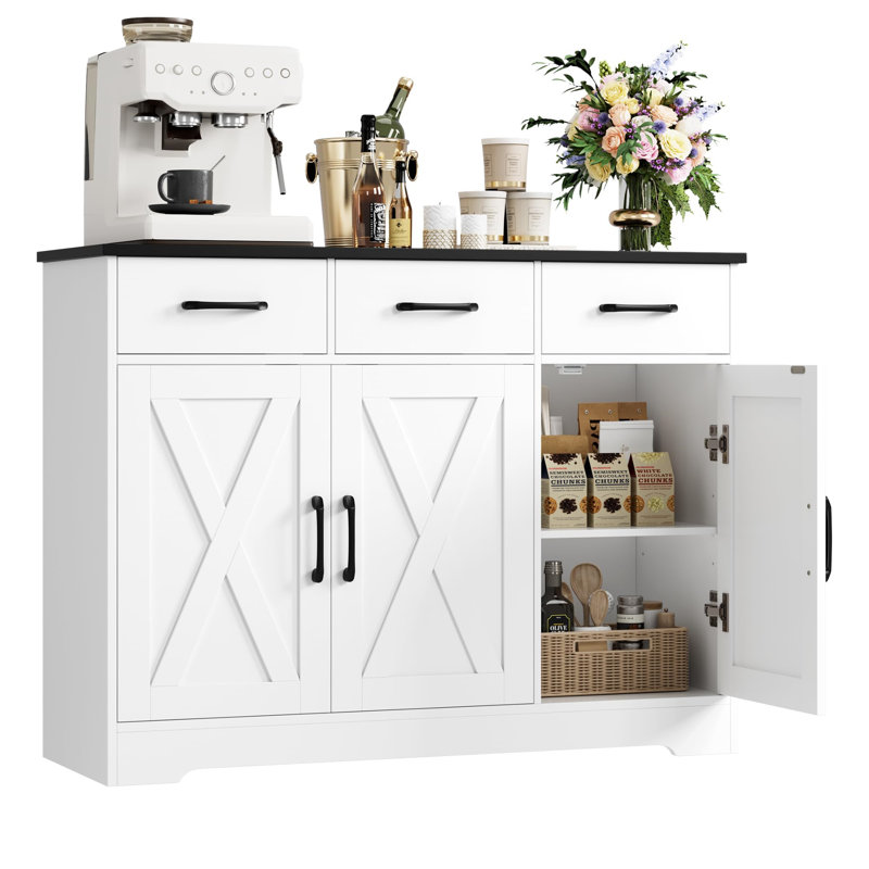 108cm Sideboard, White/Black