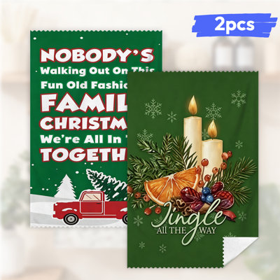  Essuie-tout de Noël en microfibre, linges à vaisselle réutilisables absorbants, décoratifs résistants à la décoloration, 16 po x 24 po, forêt de cerfs verts d'hiver