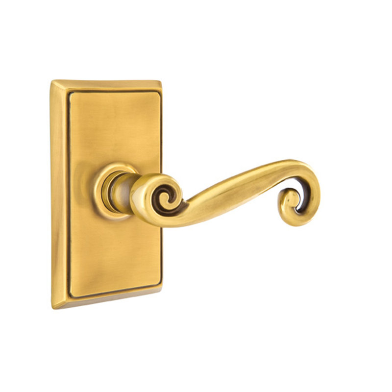 Double porte faux levier avec rosette, Droite, Laiton antique français