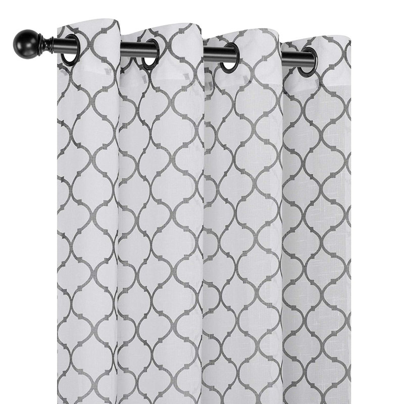Paire de rideaux semi-transparents avec œillets Mateus, gris, L 27 po x L 84 po