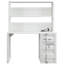 Bureau d'écriture moderne à finition blanche avec huche de rangement et structure en métal, parfait pour le bureau à domicile et les zones d'étude