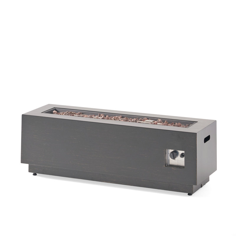 40" Outdoor 50,000 BTU Rectangular Iron Propane Fire Pit (Tank Cover Not Included)
