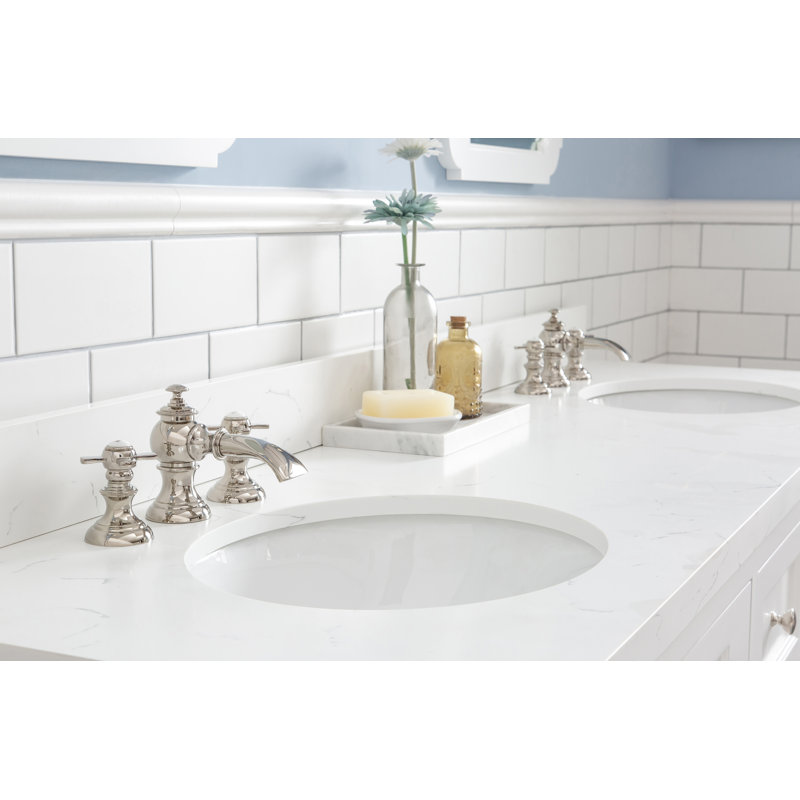 Ensemble de meuble-lavabo double 72 po Bernardo, Blanc pur, Quartz de Carrare