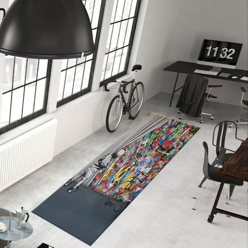 Non-Woven Thin Type Printed Rug with Intricate Floral Design Perfect for Adding a Touch of Elegance to Your Living Space