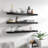 35.6 Inch Real Wood Floating Shelf, Solid Wood Wall Mounted Shelf With Natural Grain, Rustic Industrial Display Shelf For Bathroom Kitchen Living Room, 20Lb Capacity，Set Of 4