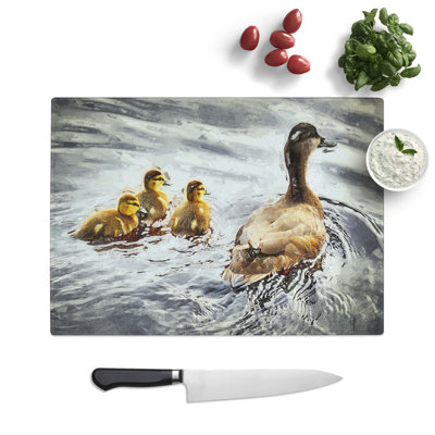 Glass Ducklings With Mother Duck Chopping Board