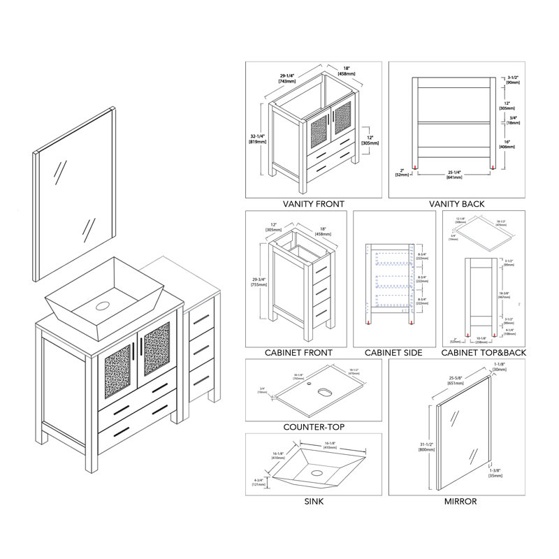 Mance 42.25'' Single Bathroom Vanity with Ceramic Top, Glossy White