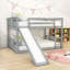 Lit superposé double au dessus d'un lit double en bois avec glissade-2124926303