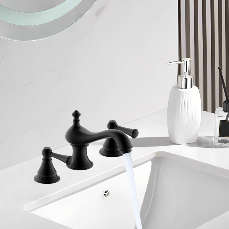 Robinet de salle de bain espacé Derengge, Noir mat