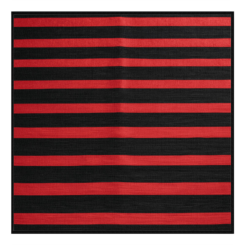 Tapis noir à rayures horizontales lavable à la machine, Carré 6 pi