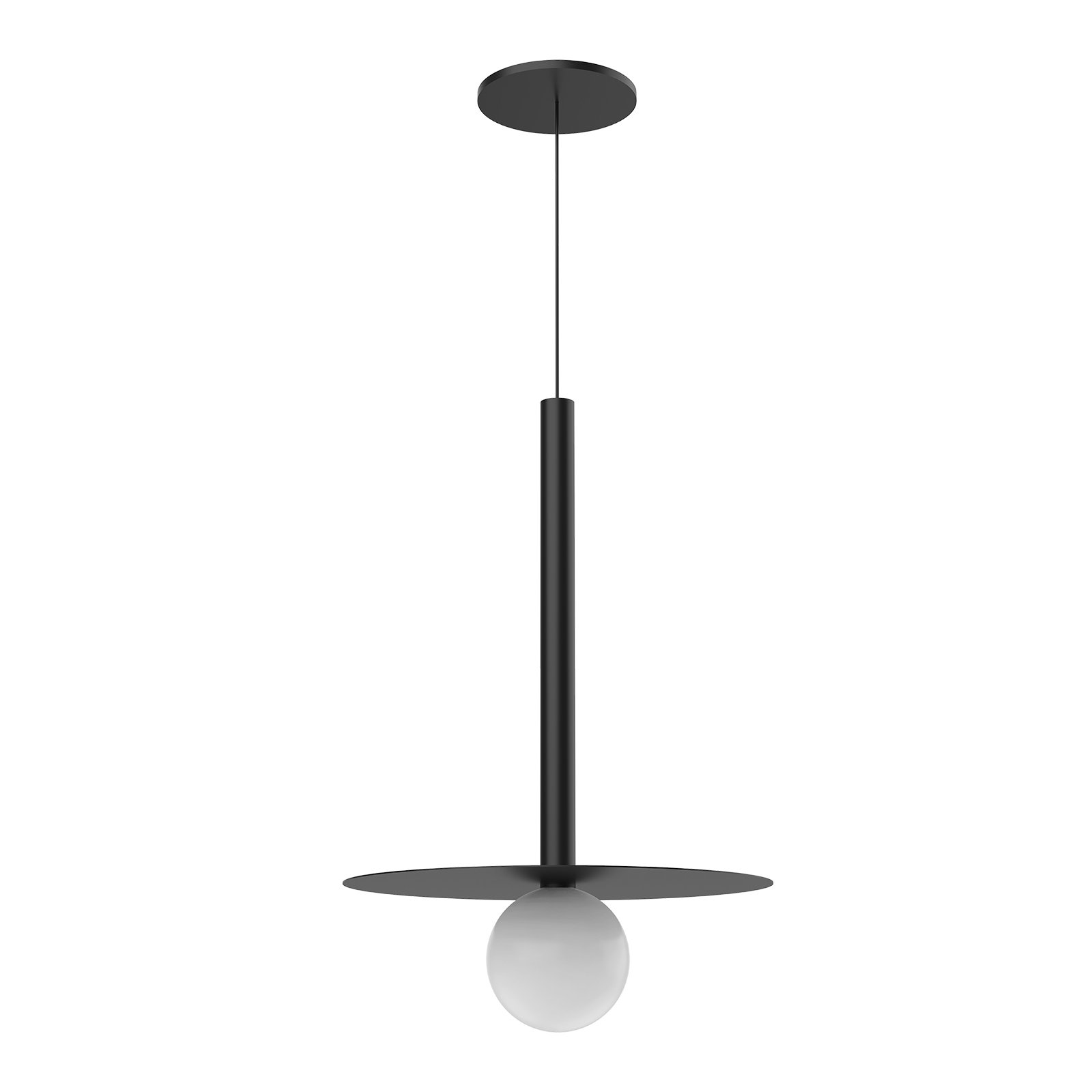Single Light Metal Dimmable LED Pendant, Black, Black