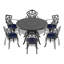 Table de salle à manger en aluminium moulé avec cadre noir, 120,7 cm (47,55 pouces), ornée de détails sculptés – résistante à l'usure, protégée, idéale pour le jardin et la terrasse. Texture insonorisante.