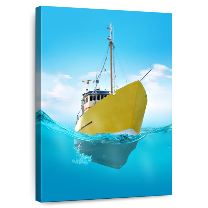 Mehar Yellow Ship, 12" H x 8" W
