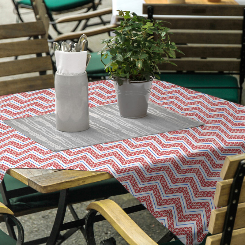 Festive Hol Tablecloth, 58" L x 58" W, Maroon/Blue