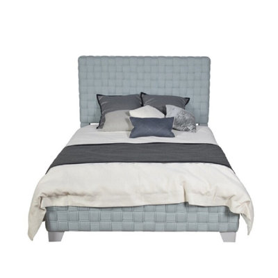 Contemporary Upholstered Bed Light Teal Chenille Bold Design Bedroom Furniture 1Pc