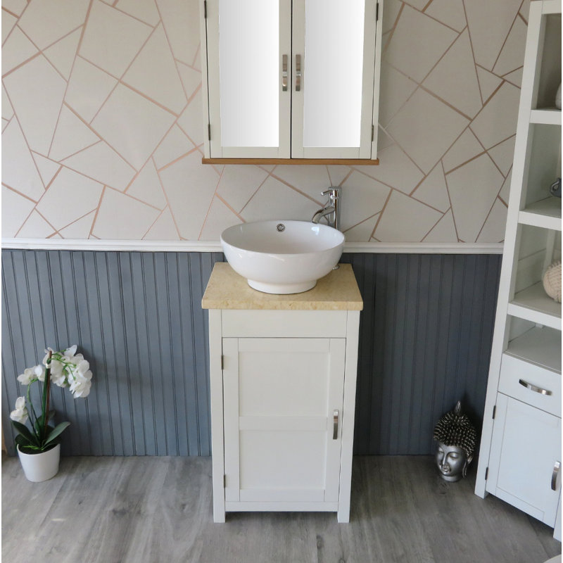 Slimline Compact 515mm Free-standing Cloakroom Vanity Unit, White