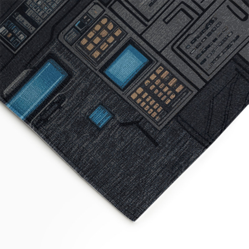 Transportation Black Indoor and Outdoor Area Rug, Rectangle 5' x 7'