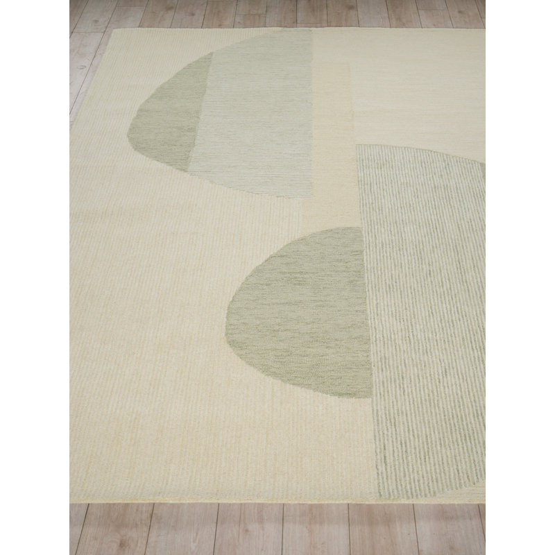 Mikura Hand Tufted New Zealand Wool Sage/Ivory Area Rug, 10'X14'