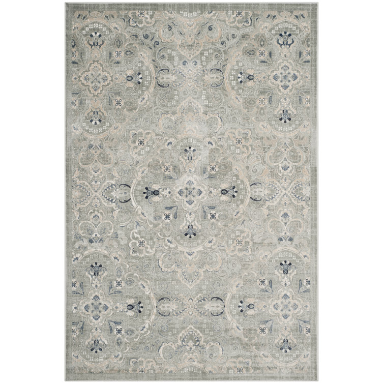 Persian Garden Viscose Oriental Rug in Gray