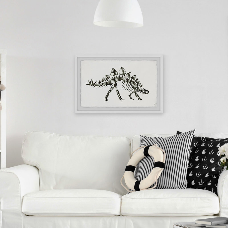 Evan Stegosaurus Skeleton - Single Picture Frame Painting, 20cm H x 30cm W