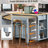 47 inch Kitchen Island with Extendable Dining Table, Rubber Wood Veneer Kitchen Table with Internal Storage Rack, Power Outlet, Kitchen island with Storage 2 Drawers 2 Cabinet,White-1263946652