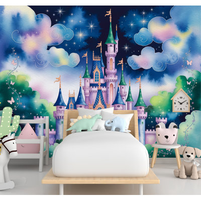 Princess Castle Wall Graphics Peel And Stick Girl Room Wallpaper Nursery Self Adhesive Removable Nursery Wall Decor Mural 664RS (Non-Woven) RS664