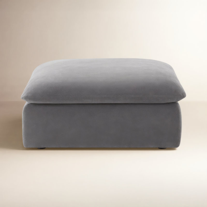 Annabella 41" Upholstered Ottoman, Elite Pewter Textured Performance Chenille