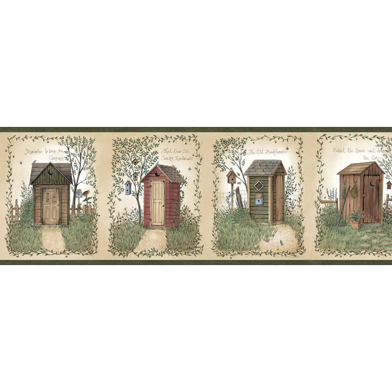 Papier peint à bordure en relief 15 'x 6 "Avalia Fisher Country Outhouse