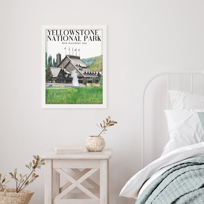 «Old Faithful Yellowstone National Park» sur papier, Blanc