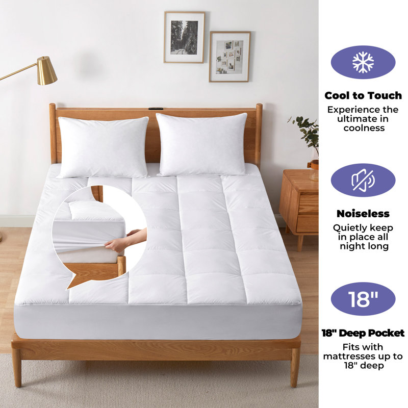 King White Down Waterproof Featherbed Mattress Topper