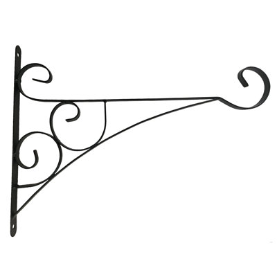  Support décoratif à volutes de 16 pouces avec crochet courbé pour plantes, lanternes, carillons et décor extérieur convenant au porche de jardin, au patio, au balcon ou à l'intérieur, noir