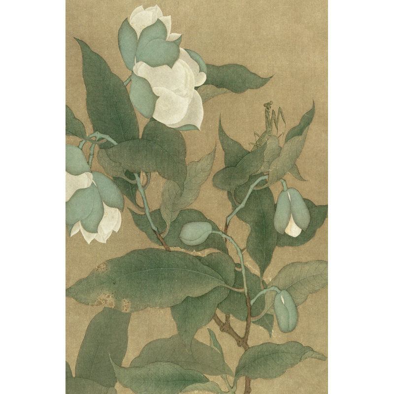 Magnolia et mante religieuse, H 18 po x l 12 po x P 1,25 po